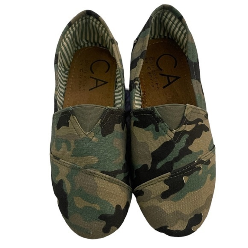 NWOT‎ 6 Ca Collection By Carrini Camouflage Flats Camo Canvas Flat Slip On Shoes